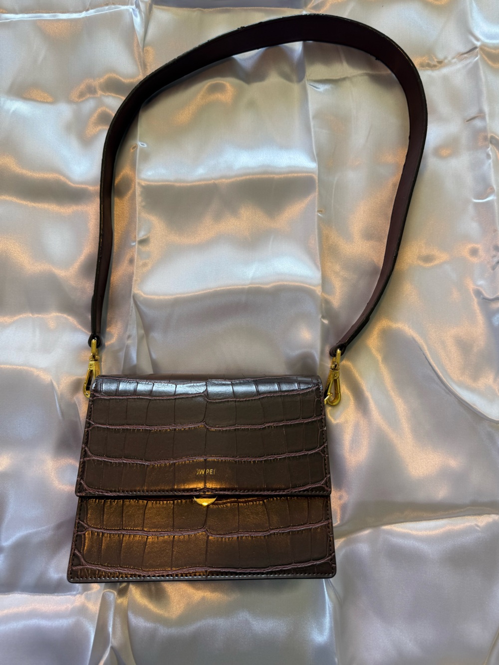 JW PEI Croc-Embossed Crossbody Bag in Brown